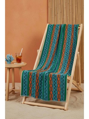 Turkuaz Sahara %100 Pamuklu Plaj Havlusu 70X140 cm
