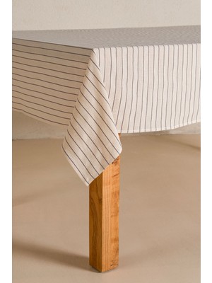 Koza Home Graın %100 Pamuk Masa Örtüsü Krem-Antrasit Bordür Detaylı 140X200 cm 2594
