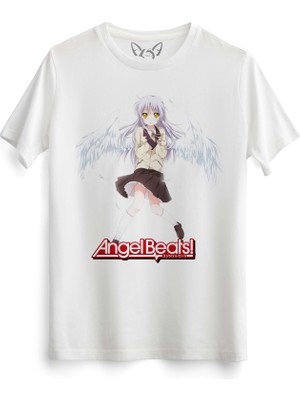 Alfa Tshirt Alfa Angel Beats Resim Baskılı Beyaz Tshirt Erkek M Beden Bisiklet Yaka Pamuklu Konforlu Tasarım