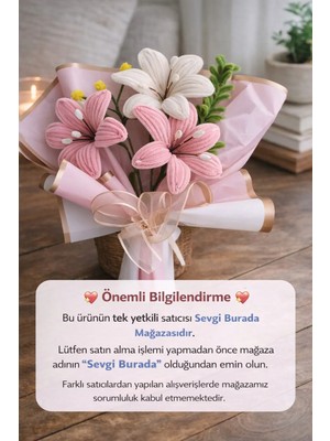 Sevgi Burada Hediyelik Şönil Çiçek Pembe Lilyum