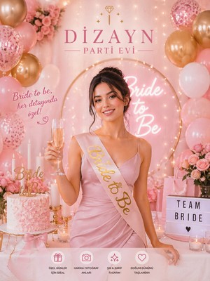 Dizayn Parti Evi Bride To Be Kuşağı Pembe Gold – Bekarlığa Veda Kuşağı, Gelin Adayı Kuşağı, Party Aksesuarı