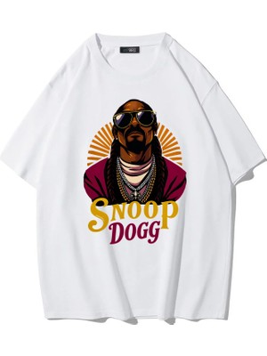 Brz Collection Unisex Oversize Snoop Dogg T-Shirt (Beyaz)