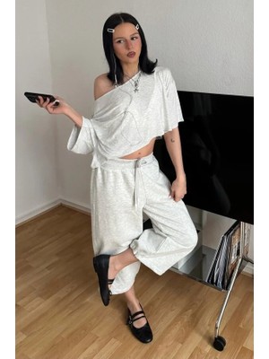 Madmext Karmelanj Stoperli Barrel Fit Kapri Eşofman Altı MG2782