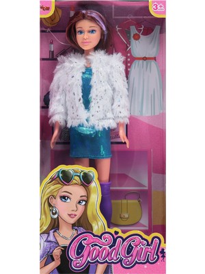Vardem Good Girl Ceketli Parlak Elbiseli Bebek  - Mavi
