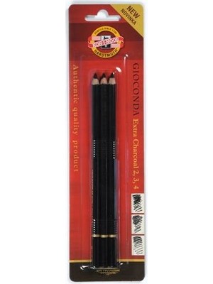Koh-i-Noor Gioconda Extra Charcoal Füzen Kalem 3'lü Set Siyah Renkli