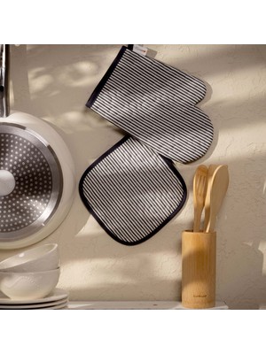 Evidea Soft Jolie Fırın Eldiveni ve Tutaç Set - Antrasit - 17X28 cm + 20X20 cm