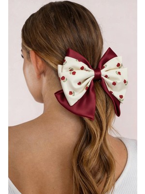 Bony Socks Güllü Fiyonk Otomat Toka Ekru-Bordo