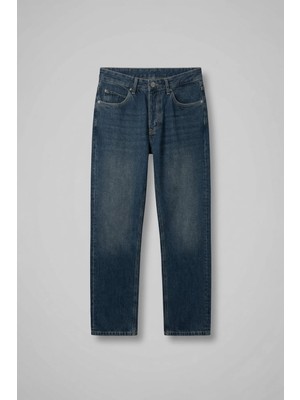 Abluka Online Erkek Relaxed Straight Fit Basic Jean Koyu Mavi