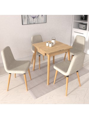 Vilinze Tosya Sandalye Avanos Ahşap Mdf Kanatlı Mutfak Masası Takımı - 70X70+70 cm