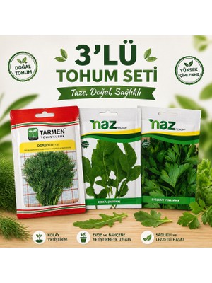 Naz Tohum 3’lü Tohum Seti (Dereotu, Roka, Maydanoz)  ile Taze ve Sağlıklı