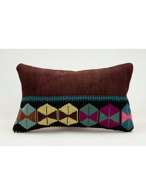 Kilim Wholesale El Yapımı Eski Kilimden Yapılmış Vintage Kırlent Kılıfı, Yün, 30X50 cm
