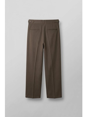 Abluka Online Erkek Süper Baggy Pileli Geniş Paça Gabardin Pantolon Açık Kahve
