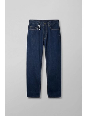 Abluka Online Erkek Relaxed Straight Fit Kontrast Dikişli Jean Pantolon Lacivert