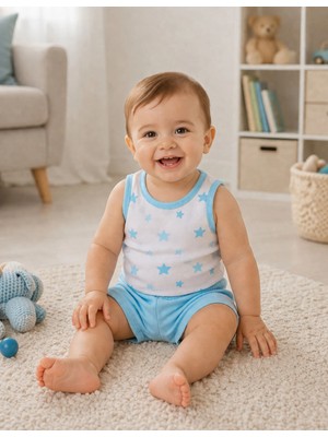 Organickid Blue Star Erkek Bebek Atlet Body ve Short 2'li Set