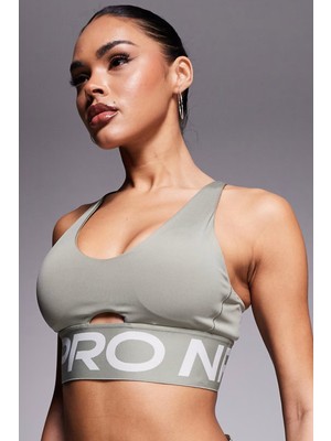 Nike Pro Indy Plunge-Support Bra Kadın Spor Bra Haki