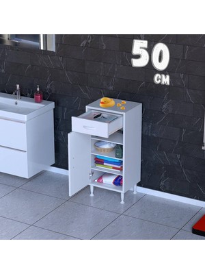 modilayn 1 Çekmece, Kapaklı ve 1 Raflı, Çok Amaçlı Banyo & Mutfak Dolabı (14 Farklı Genişlik Seçeneği)