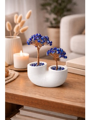 Home Doğal Taş Hayat Ağaci Dekoratif Biblo- Enerji Ağaci Nazar Boncuğu