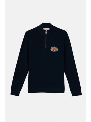 Reflect Studio Kızıl Tilki Supersoft Quarter-Zip Sweatshirt - Lacivert