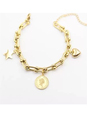 Herşey Trend Herşeytrend Charm Tfn Zincir Bileklik - Altın