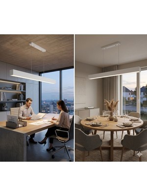 Trend LED Aydınlatma Lineer Beyaz Kasa LED Avize 100CM