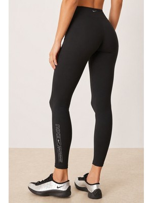 Nike One Training Dri Fit Gym Life Swoosh High Rise Full Length Kadın Yüksek Bel Cepli Antrenman Taytı Siyah