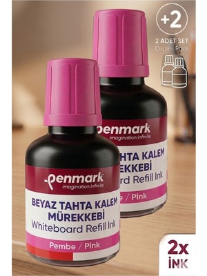 Özbience Pembe Yazı Tahta Kalemi Mürekkebi 30 Ml, 2'li Set, Kolay Silinebilir, Doldurulabilir