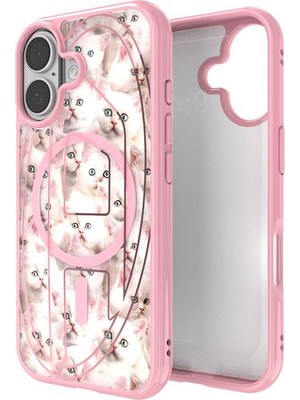 Diesel iPhone 17 Uyumlu Magsafe Destekli Oval D Kedi Desenli Kılıf - Pembe