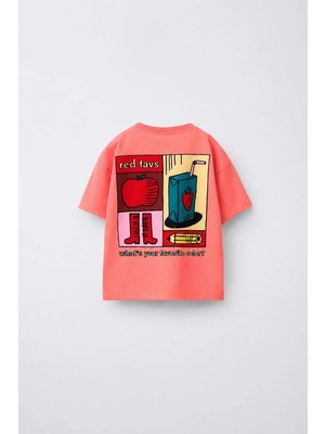 Magu Unisex Çocuk Pamuklu Elma Baskılı T-Shirt