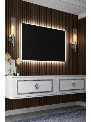 Demonte Decor TV1411DD-TWİND-32 Tv Sehpası Beyaz-Gümüş