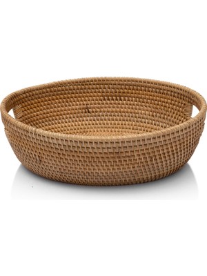 Koza Home Meander El Yapımı Rattan Kulplu Dekoratif Düzenleyici 32CM 8976