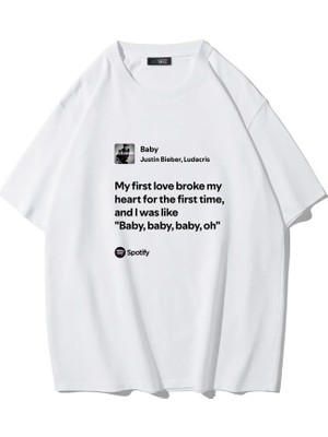 Brz Collection Unisex Oversize Justin Bieber - Baby T-Shirt (Beyaz)