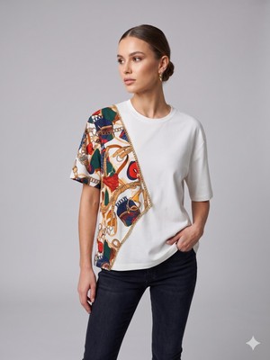 Centilmen Kasha Kendinden Desenli Zincir Detaylı T-Shirt 26YT014