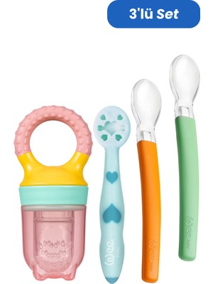 Wee Baby Kız Ek Gıdaya Geçiş Seti 3'lü Set Kolay Temizlenebilir Ergonomik Tasarım