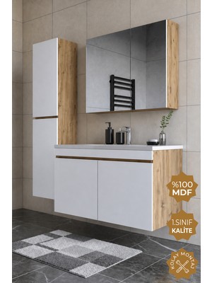 Teta Home Tokyo 100 cm Mdf Banyo Dolabı Seti + Boy Dolabı