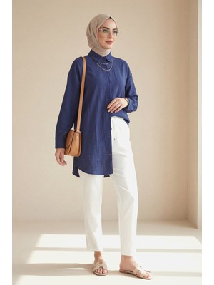 Moda Morfo Oval Kesim Düğmeli Gömlek -Laci