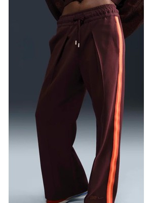Nike Naomi Osaka High Waisted Loose Knit Trousers Bol Kesim Kadın Eşofman Altı Bordo