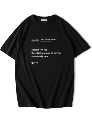 Brz Collection Unisex Oversize Arctic Monkeys - Do I Wanna Know? T-Shirt Siyah