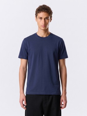 QUALITY WALKING Basic Erkek %100 Organik Pamuklu Kalın Dokulu Comfort Fit Bisiklet Yakalı T-Shirt