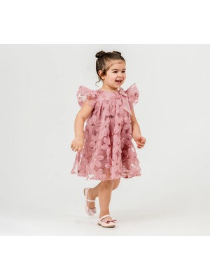 Blumi Kids Kız Çocuk Fiyonklu Prenses Elbise – 3D Çiçekli ve Pamuk Astarlı