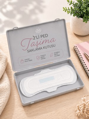 Beylini 2'li Ped Koruma Kutusu Hijyenik Ped Saklama Kutusu Taşınabilir Kompakt Pratik Kapaklı Kilitli