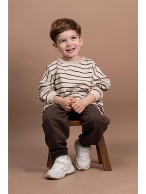 Vauva Çocuk Takım Kız Erkek Bebek Çocuk Uzun Kollu Çizgili Mevsimlik Takım