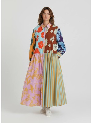 HANIQA Vintage Stil Çiçekli Kadın Elbise