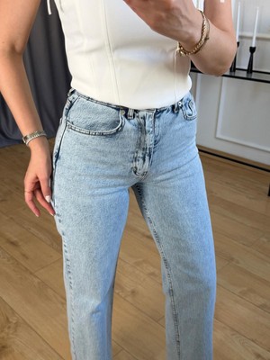 Size Özgü Buz Mavisi Kesik Paça Wide Leg