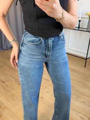 Size Özgü Mavi Kesik Paça Wide Leg