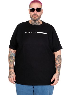Mode Xl Büyük Beden T-Shırt Bıs Balance Waffle U26001 Sıyah