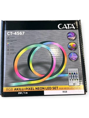 Cata CT-4567 Pixel Neon LED Set 5 Metre Rgb Kumandalı Esnek Şerit Işık Iç & Dış Mekan Cata