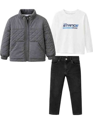 Erkek Çocuk 3’lü Kombin Takım (Mont + Sweatshirt + Jean Pantolon)