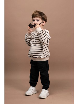 Vauva Çocuk Takım Kız Erkek Bebek Çocuk Uzun Kollu Çizgili Mevsimlik Takım