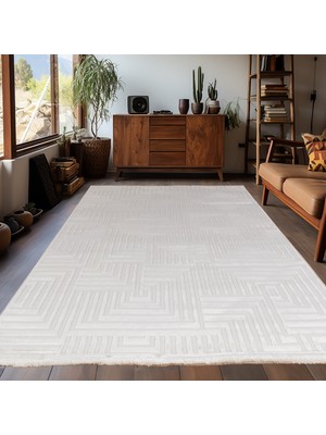 My Deco Carpet Yumuşak Tuşeli Kabartma Desenli  Makine Halısı Salon Oturma Odası Mutfak Halısı