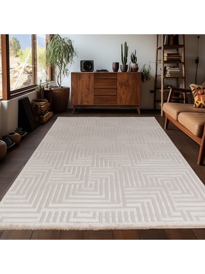 My Deco Carpet Yumuşak Tuşeli Kabartma Desenli  Makine Halısı Salon Oturma Odası Mutfak Halısı